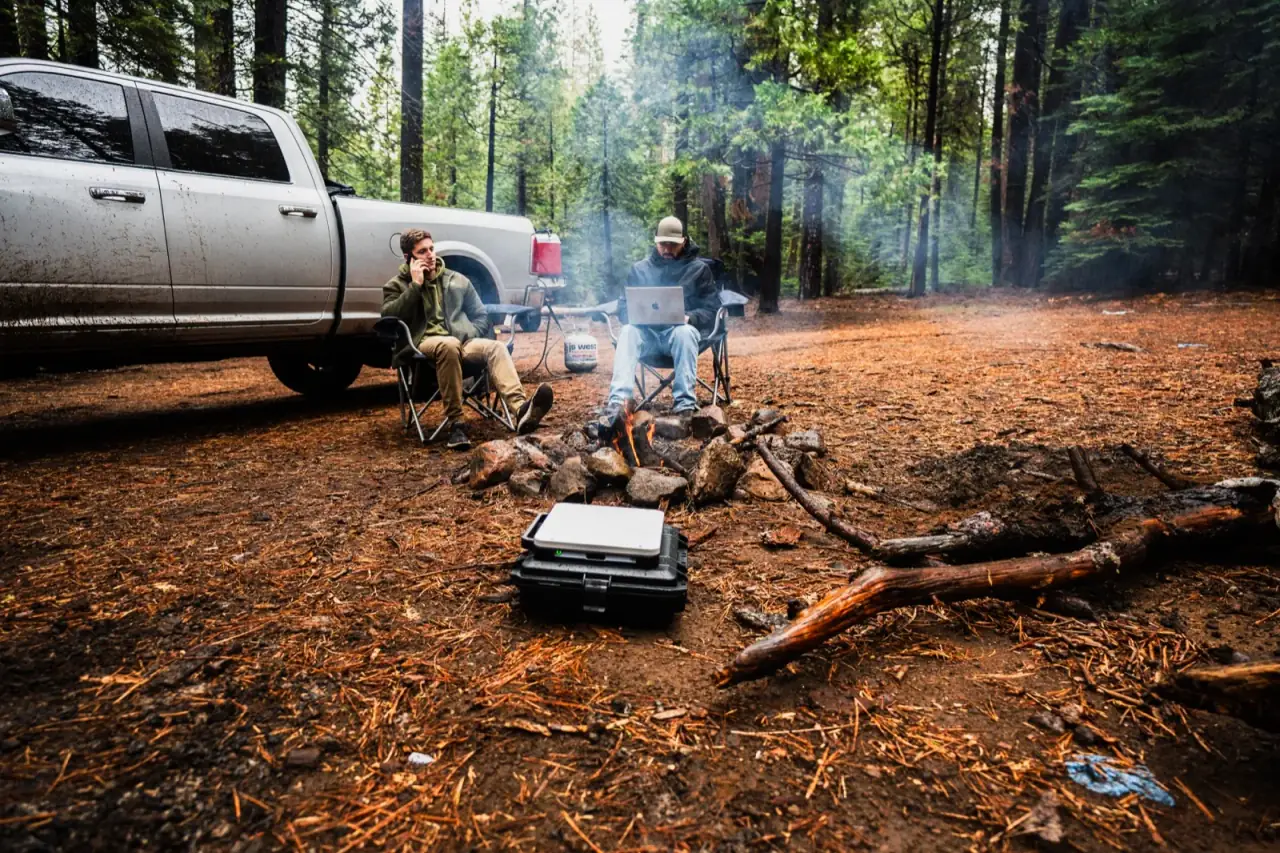 Campsite with case deployed near truck